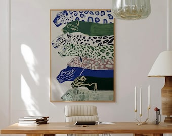 Abstract Leopard Art Print: Colorful Jungle Cat Poster, Safari Decor