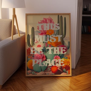 Decoración del hogar de los años 70, Este debe ser el lugar, Decoración de los años 70, Póster vintage, Arte de pared de los años 70, Decoración floral del hogar de los años 70, Decoración retro del hogar, Arte de pared