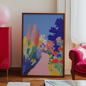 Botanical Garden Art Print: Colorful Floral Wall Decor