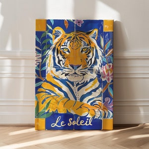 Tiger Leinwand Druck, Maximalist Wand Kunst, Trendige Wand Dekoration, Dopamin Dekor, Mediterrane Wand Dekoration, Tiger Malerei, Preppy Wand Kunst