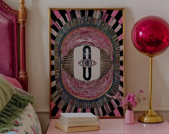 Wall Art, Psychedelic Eye Art Print: Esoteric Optical Illusion Decor