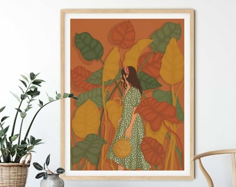 Boho Wall Decor, Boho Bedroom Decor, Burnt Orange Wall Decor, Boho Wall Decor, Bohemian Vibes, Boho Drawing, Above Bed Art, Boho Decor