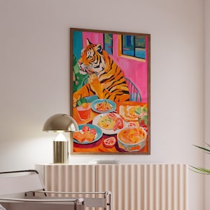 Kitchen Decor, Tiger Poster, Trendy Tiger Decor, Maximalist Tiger Print, Dopamine Decor, Wall Art Prints Trendy, Trendy Wall Art, Art Prints