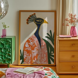 Boho Bird Portrait Wall Art: Eclectic Home Decor