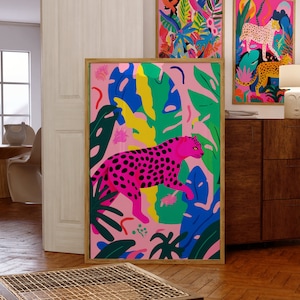 Tiger Art Print, Bedroom Decor, Tiger Poster, Trendy Tiger Decor, Maximalist Print, Dopamine Decor, Art Prints Trendy, Wall Art, Art Prints
