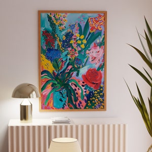 Floral Abstract Art Print: Eclectic Maximalist Wall Decor