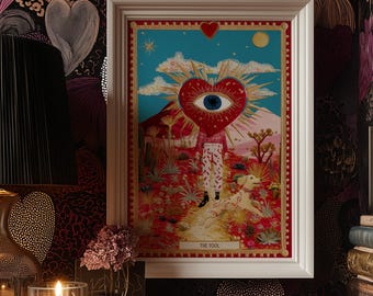 Tarot The Fool Wall Art: Psychedelic Witchy Poster, Eclectic Tarot Print, Surreal Decor