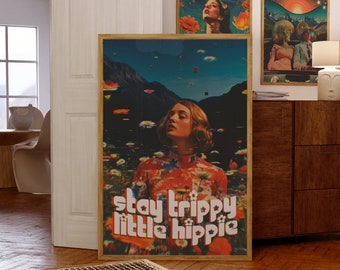 Trippy 70s Poster: Psychedelic Flower Child Art