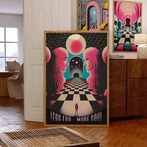 Arte psicodélico, decoración de los años 70, cartel psicodélico, decoración del hogar psicodélico retro de los años 70, arte de pared de los años 70, impresión de aura, cartel vintage, arte colorido