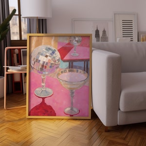 Disco Ball Print, Trendy Home Decor, Wall Art, Pink Decor, Girly Home Decor, Preppy Wall Decor, Bar Cart Prints, Dorm Decor