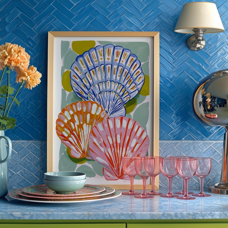 Seashell Wall Art Print: Coastal Beach House Decor - Etsy