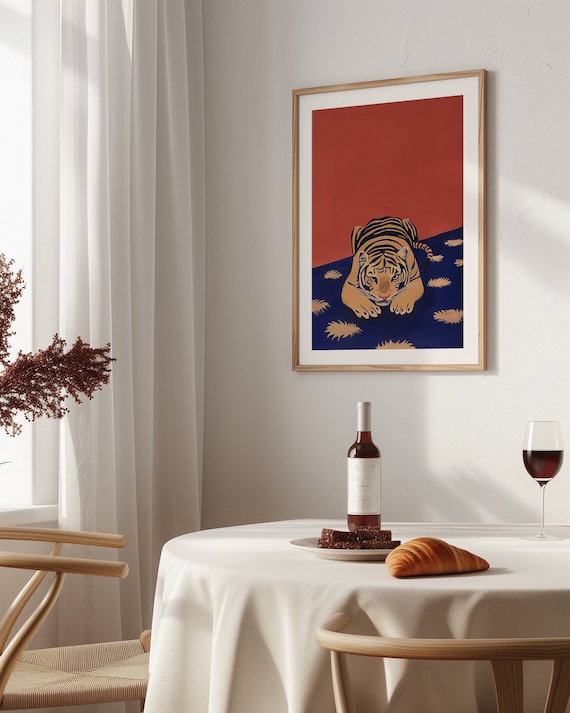 70s Tiger Print: Retro Mid-century Modern Wall Art - Etsy