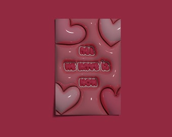 Y2K Heart Pattern Print: "All We Have Is Now" Retro Wall Art