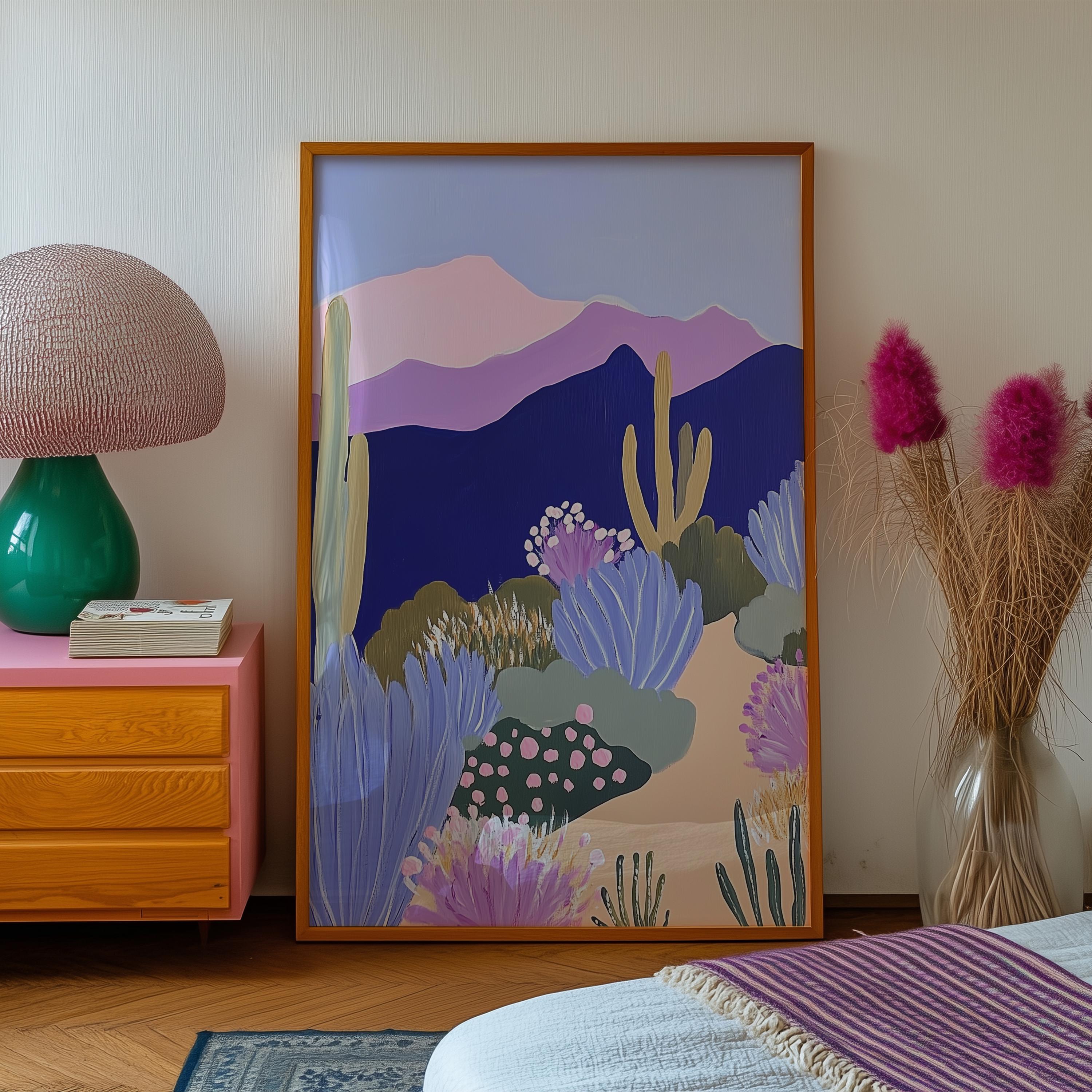 Pink Floral Cactus Desert Art Print: Cowgirl Style Wall Decor - Etsy