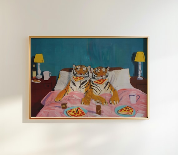 Wall Art Tiger Pizza Print: Dopamine Decor