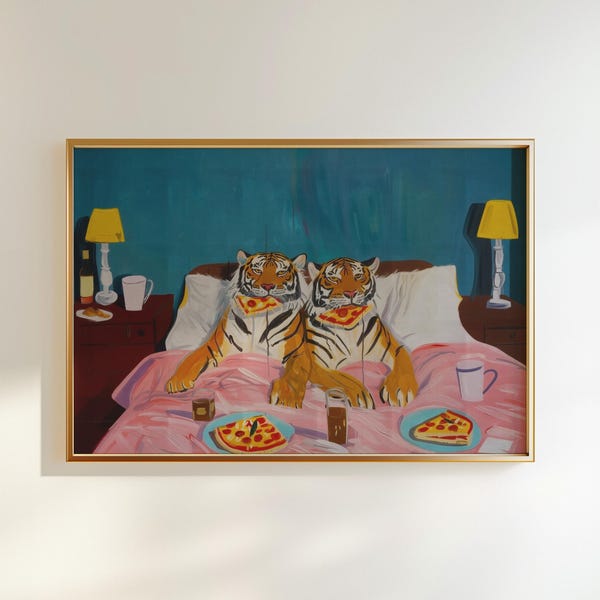 Wall Art Tiger Pizza Print: Dopamine Decor