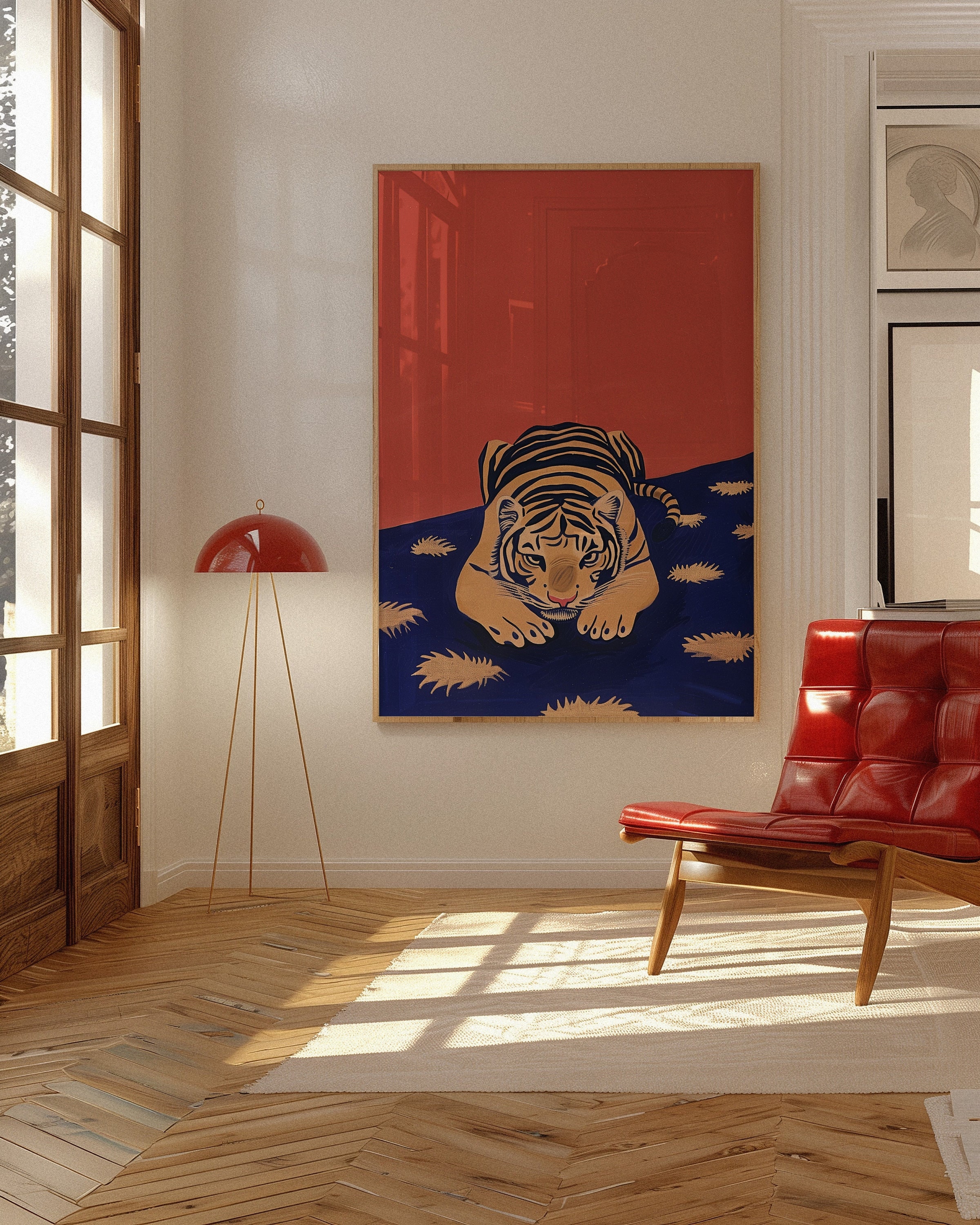 50s60sビンテージ絵Tiger ミッドセンチュリー　アンティーク雑貨 70s Tiger Print: Retro Mid-century Modern Wall Art - Etsy
