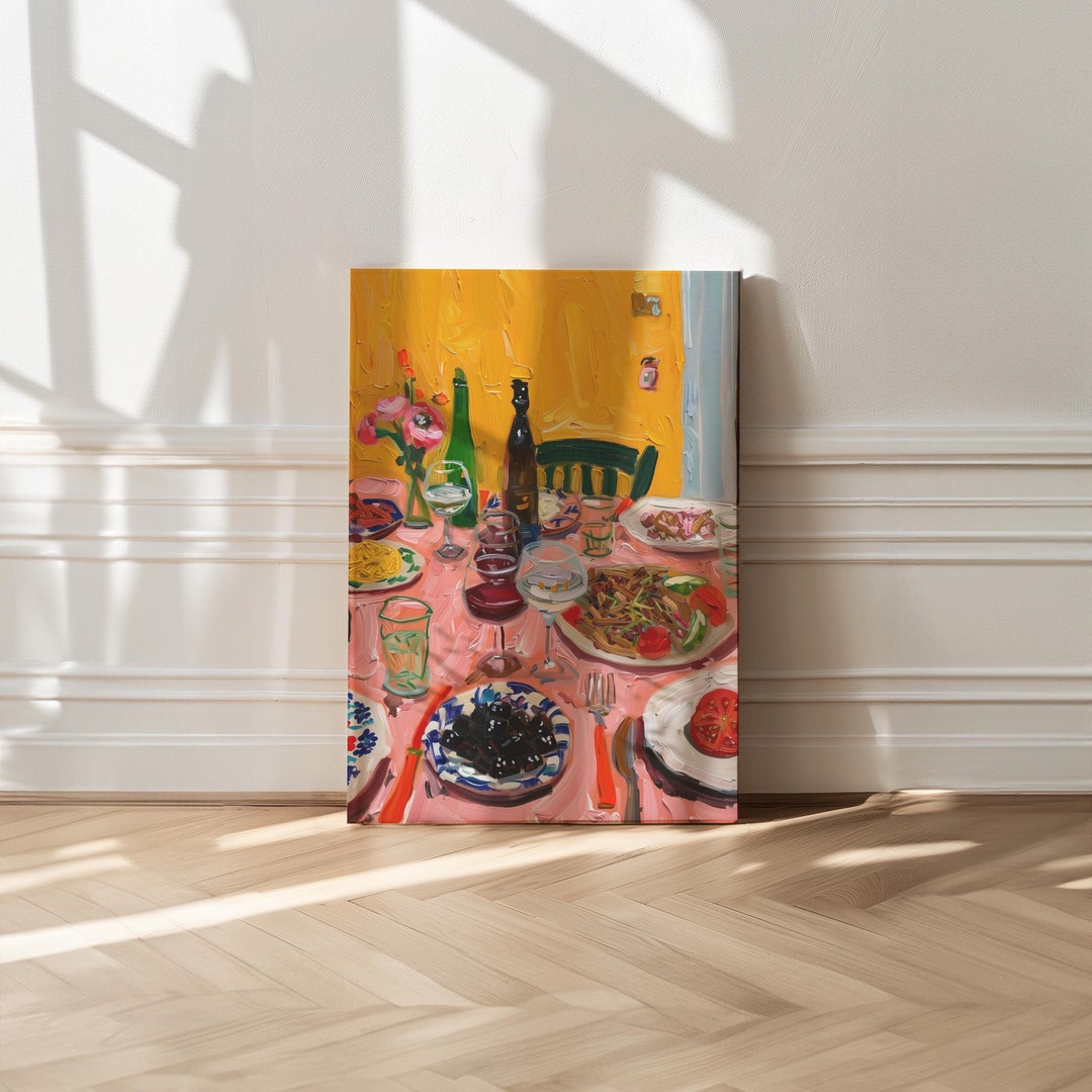 Maximalist Dining Table Canvas Art Print: Eclectic Grandmillennial Decor - Etsy