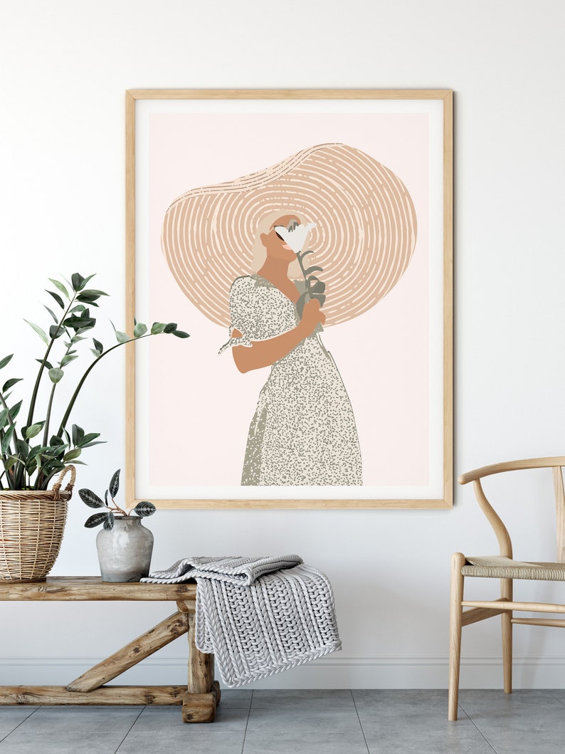 Boho Wall Decor Above Bed Art Terracotta Minimalist Drawing Etsy Canada