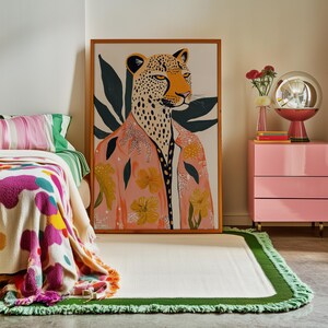Wall Art Leopard Print Art Boho Bedroom Decor Burnt Orange Home Decor Neutral Wall Art Modern Boho Decor Living Room Wall Art, Eclectic Decor, Bohemian Style, Animal Print Art, Neutral Colors Decor, Boho Living Room Decor, Bedroom Wall Art, Boho Chic