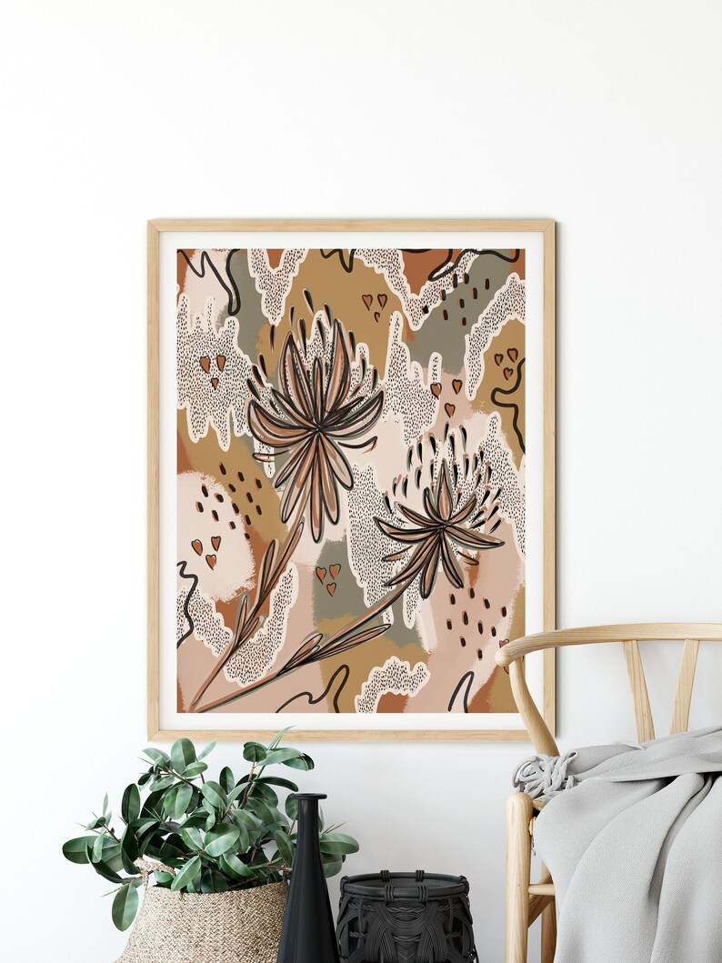 Abstract Art Print, Unique Boho Wall Decor, Bohemian Living Room Art