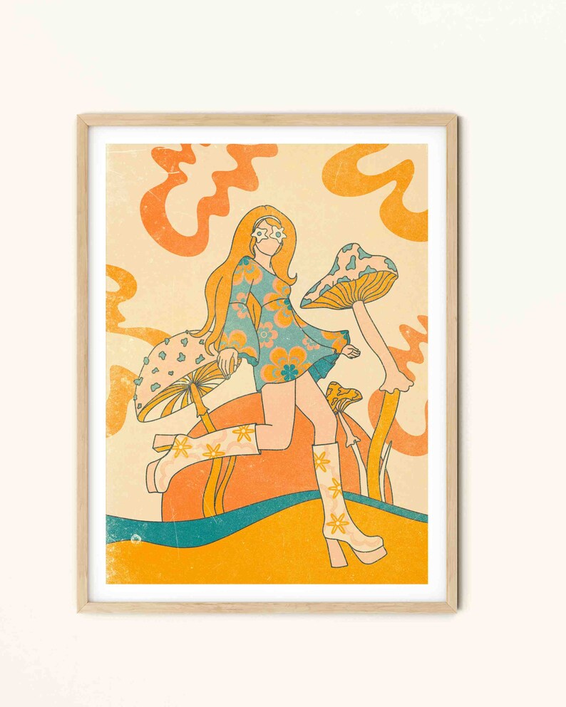 70er Jahre Floral Psychedelisches Print: Retro Wohndekor Bild 2