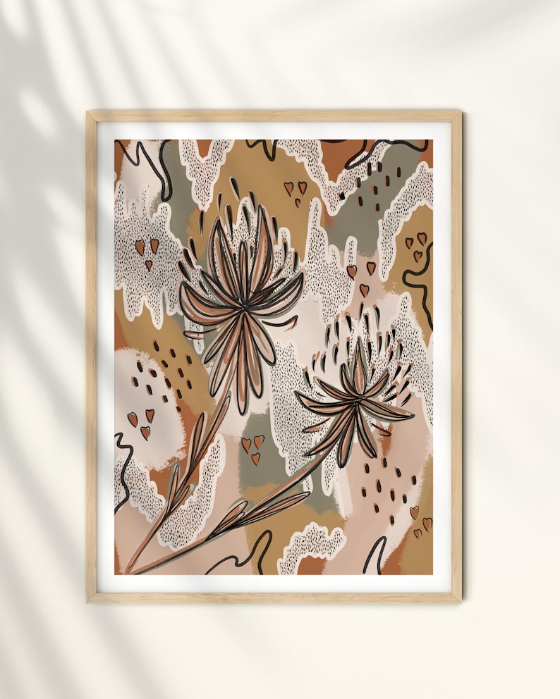 Abstract Art Print, Unique Boho Wall Decor, Bohemian Living Room Art