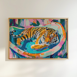 Maximalist Decor, Bathroom Decor, Tiger Painting, Wall Decor, Tiger Poster, Art Print, Trendy Apartment Decor, Eclectic Decor, Wall Art