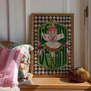 Gemini Zodiac Wall Art: Coquette Astrology Print, Whimsical Circus Poster, Boho Bedroom Decor image 4