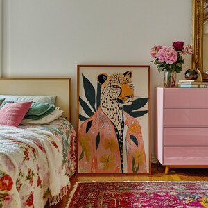 Wall Art Leopard Print Art Boho Bedroom Decor Burnt Orange Home Decor Neutral Wall Art Modern Boho Decor Living Room Wall Art, Eclectic Decor, Bohemian Style, Animal Print Art, Neutral Colors Decor, Boho Living Room Decor, Bedroom Wall Art, Boho Chic
