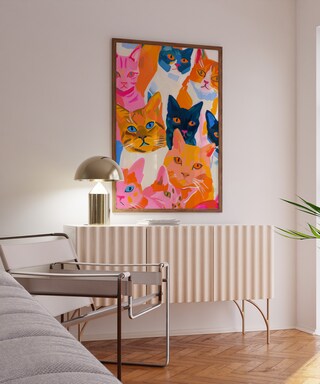 Stampa Su Tela Con Gatto Colorato – Quadro Divertente Per Soggiorno O Camera Da Letto