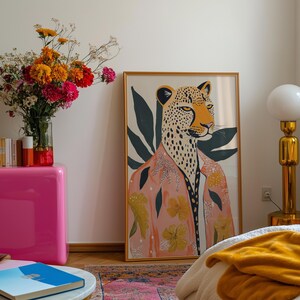 Wall Art Leopard Print Art Boho Bedroom Decor Burnt Orange Home Decor Neutral Wall Art Modern Boho Decor Living Room Wall Art, Eclectic Decor, Bohemian Style, Animal Print Art, Neutral Colors Decor, Boho Living Room Decor, Bedroom Wall Art, Boho Chic