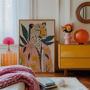 Wall Art Leopard Print Art Boho Bedroom Decor Burnt Orange Home Decor Neutral Wall Art Modern Boho Decor Living Room Wall Art, Eclectic Decor, Bohemian Style, Animal Print Art, Neutral Colors Decor, Boho Living Room Decor, Bedroom Wall Art, Boho Chic