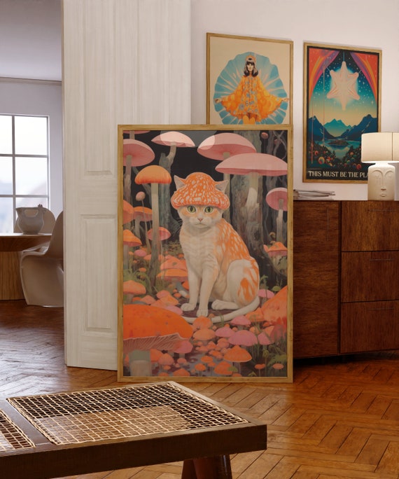 70s Retro Psychedelic Home Decor Psychedelic Art 70s Decor Psychedelic Cat Art 70s Wall Art Hippie Print Colorful Art Etsy Canada