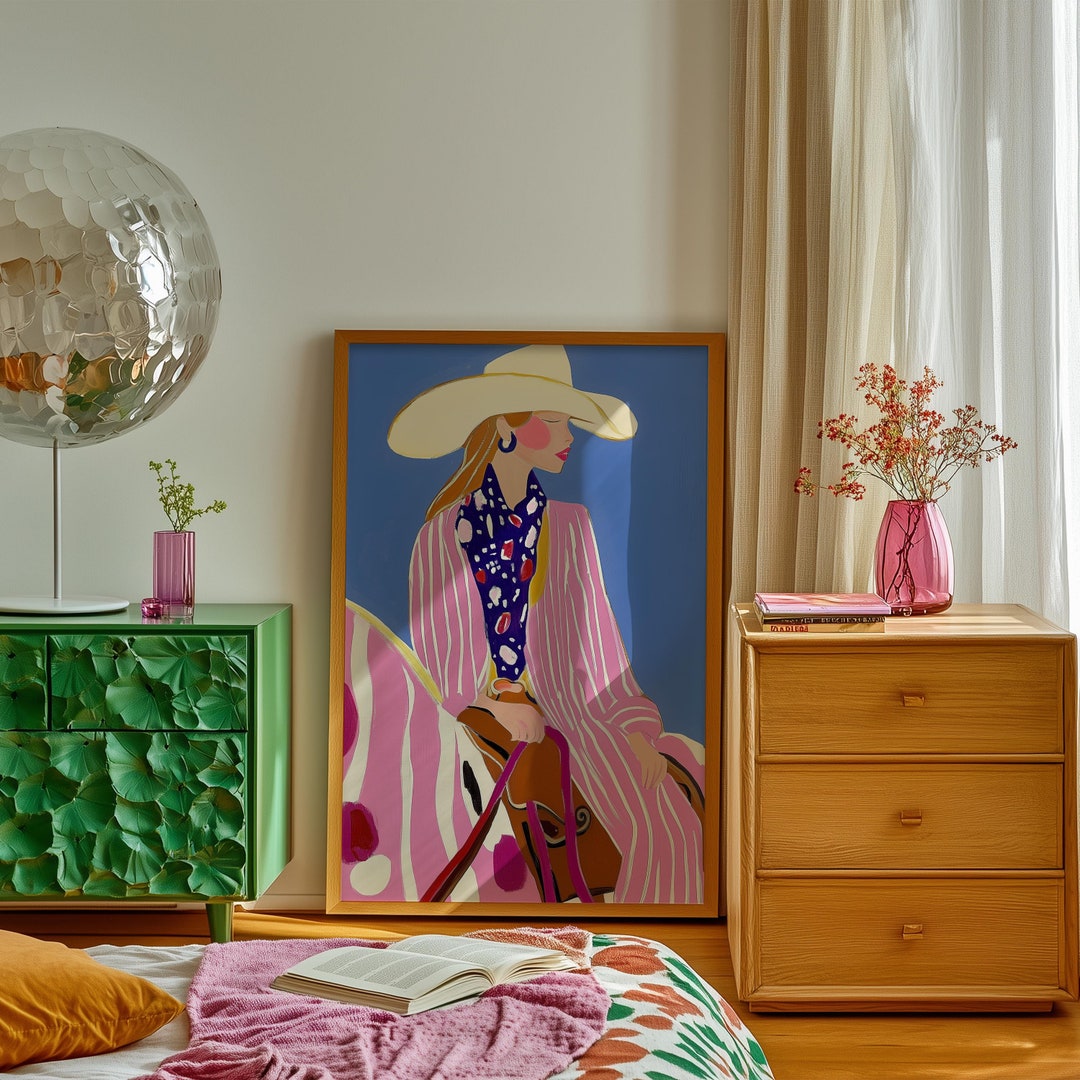 Pink Cowgirl Art Print: Western Bedroom Decor - Etsy