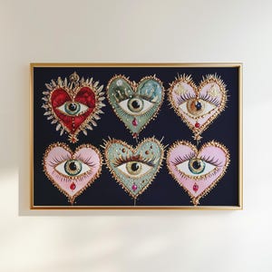 Mystische Dekoration, mystisches Schlafzimmer, mystisches Herz-Augen-Motiv, mystisches, feminines Poster, himmlische Wandkunst, verträumtes Wohnheimdekor