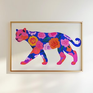 Floral Tiger Art Print: Maximalist Trendy Wall Decor