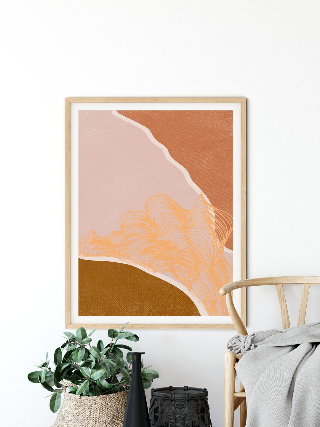 Burnt Orange Wall Decor Boho Wall Decor Abstract Print Home Etsy
