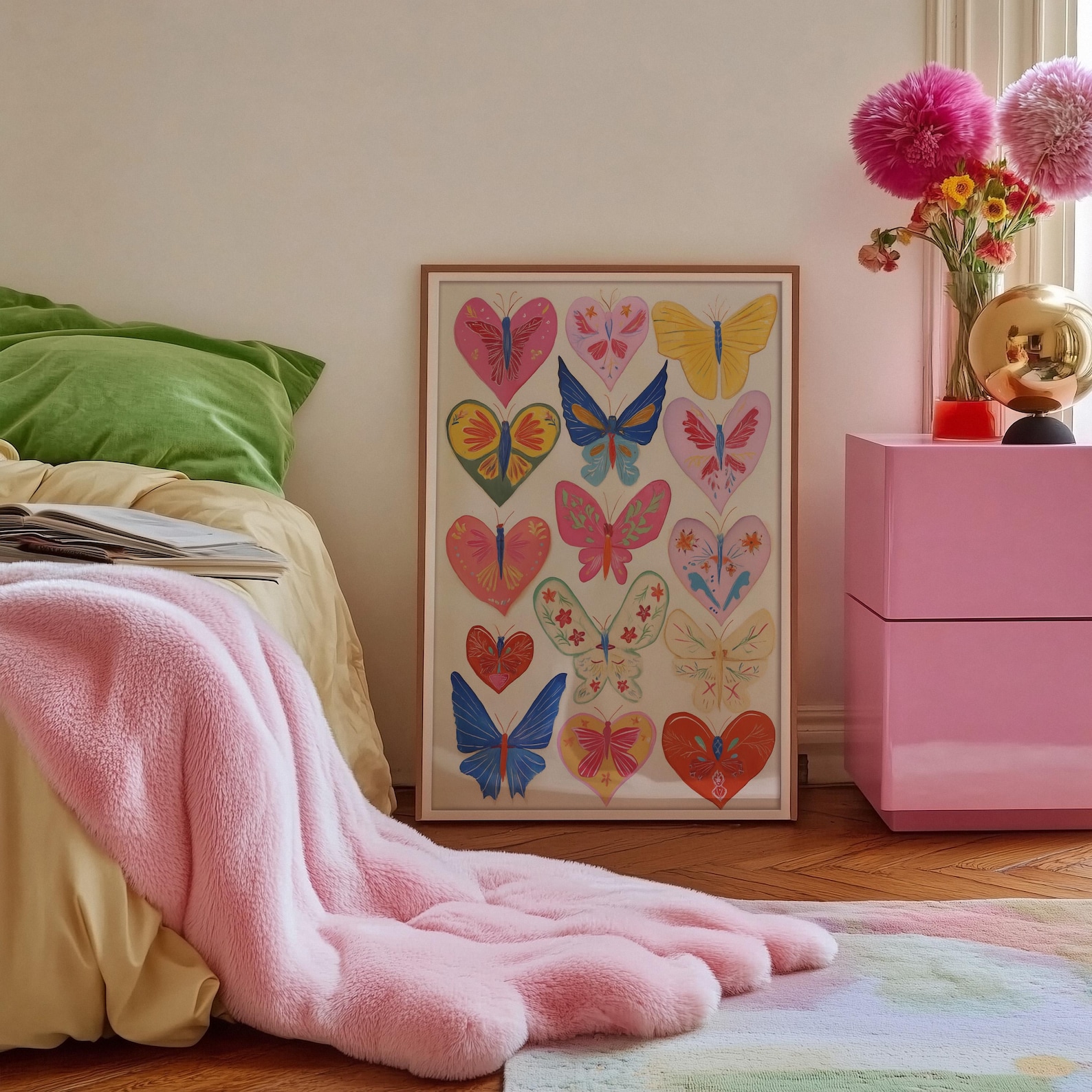 Butterfly Heart Wall Art Print: Colorful Boho Nursery Decor - Etsy