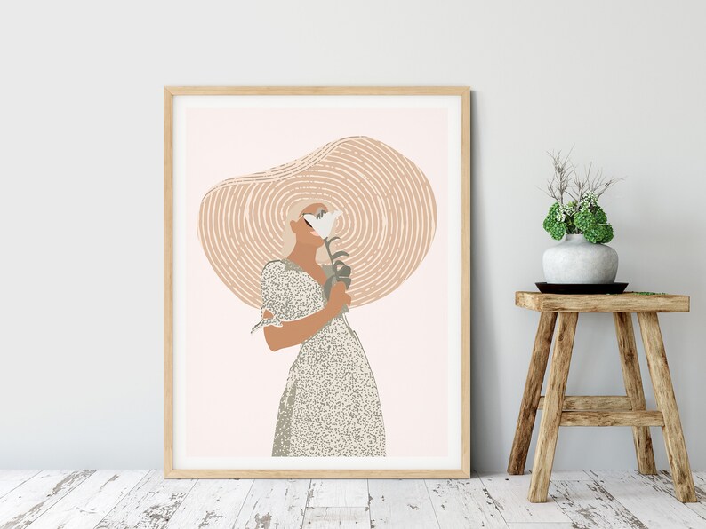 Boho Wall Decor Above Bed Art Terracotta Minimalist Drawing Etsy Canada