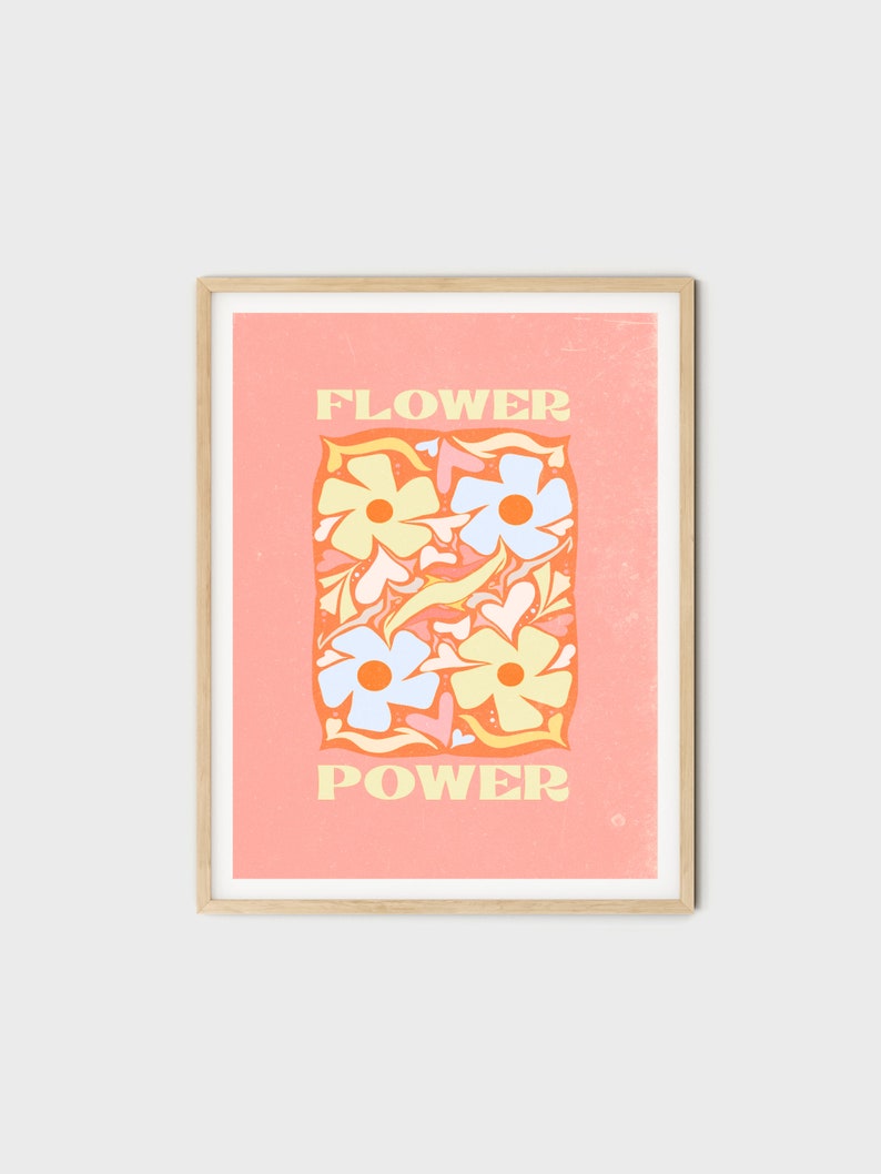 70s Floral Pattern Print: Retro Flower Power Wall Art - Etsy