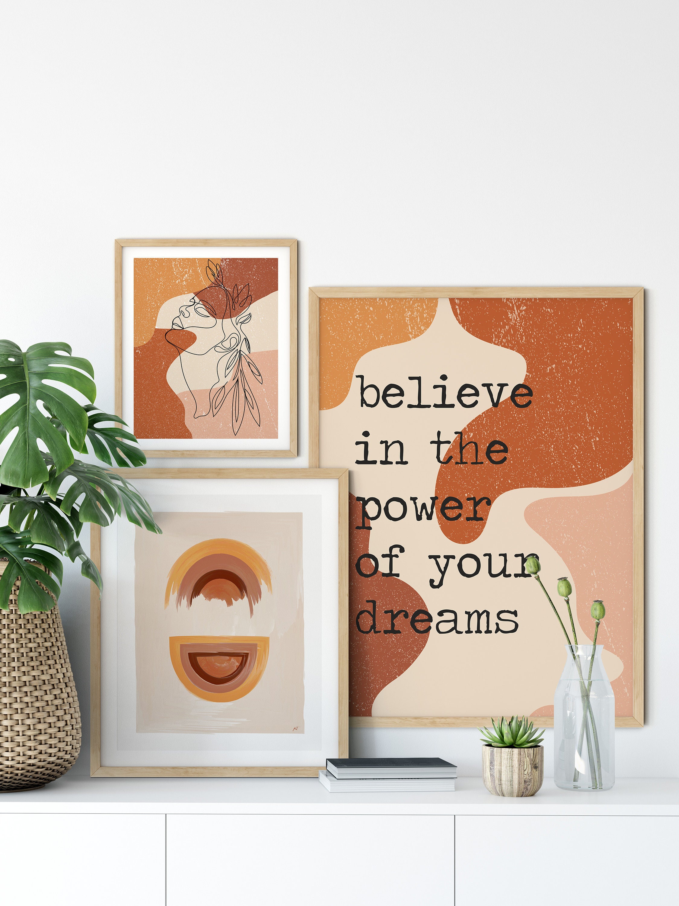 Boho Room Decor Boho Bedroom Decor Gallery Wall Set Burnt | Etsy