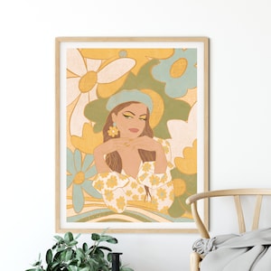 70s Decor, Mid Century Modern Art, Hippie Print, 70s Home Decor, Mid Century Wall Art, Art Print, Hippie Bedroom Decor, Retro Wall Art