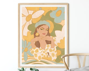 70s Decor, Mid Century Modern Art, Hippie Print, Mid Century Modern  Decor, Art Print, Bedroom Decor, 70s Home Decor, Hippie Art