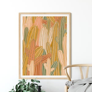 Boho Art Prints, Boho Living Room Decor, Cactus Print, Boho Wall Decor, Burnt Orange Decor, Abstract Art Print, Mid Century Bedroom Decor