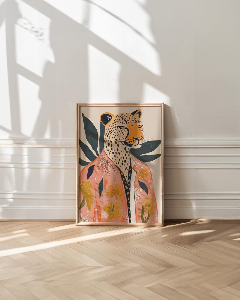 Wall Art Leopard Print Art Boho Bedroom Decor Burnt Orange Home Decor Neutral Wall Art Modern Boho Decor Living Room Wall Art, Eclectic Decor, Bohemian Style, Animal Print Art, Neutral Colors Decor, Boho Living Room Decor, Bedroom Wall Art, Boho Chic