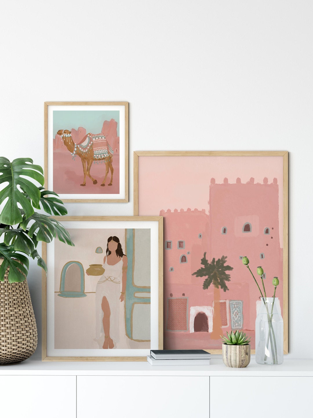 Boho Art Prints, Moroccan Decor, Gallery Wall Set, Gallery Wall Bundle, Gallery Wall Set of 3 ...