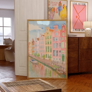 Amsterdam Druck, Niederlande, Amsterdam Poster, Amsterdam Gemälde, Aquarell Stadtbild, Aquarell Kunstdruck, Niederlande Illustration