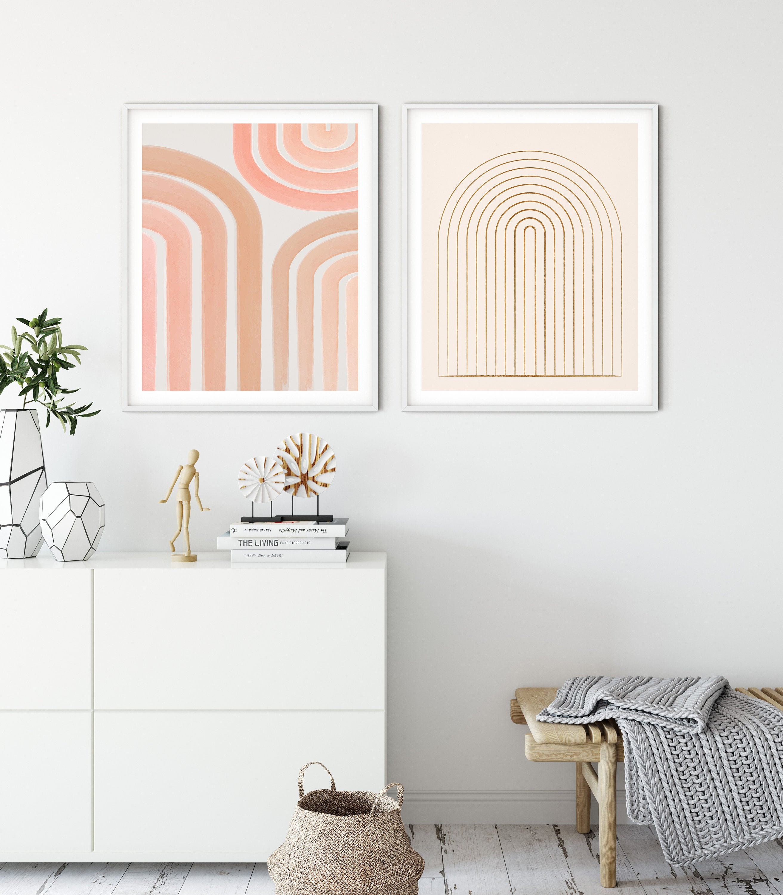 Boho Wall Decor Above Couch Gallery Wall Burnt Orange Art Etsy