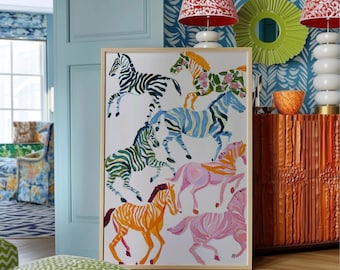 Colorful Zebra Print: Whimsical Safari Wall Art